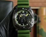 PANERAI bracelet for sale Submersible Marina Militare  Carbotech Green Rubber Strap Watch